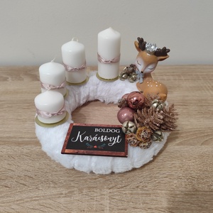 Őzikés letisztult koszorú , Karácsony, Adventi díszek, Adventi koszorú, Mindenmás, MESKA