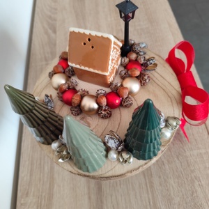 Ünnepi falu hangulatú asztaldísz  - karácsony - karácsonyi lakásdekoráció - ünnepi asztaldekoráció - Meska.hu