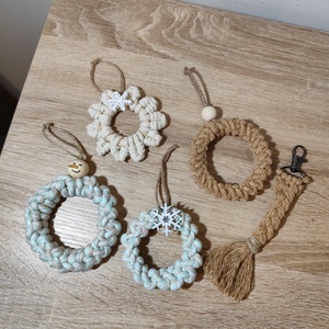 Makramé díszek , Karácsony, Karácsonyi lakásdekoráció, Karácsonyfadíszek, Mindenmás, MESKA