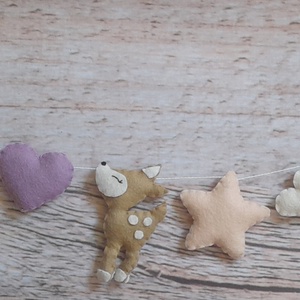 Őzikés-szivecskés füzér/girland, Otthon & Életmód, Babaszoba, gyerekszoba, Babaszoba dekoráció, Varrás, MESKA