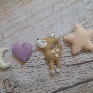 Őzikés-szivecskés füzér/girland - otthon & életmód - babaszoba, gyerekszoba - babaszoba dekoráció - Meska.hu