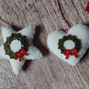 Koszorús karácsonyfadíszek, Karácsony, Karácsonyi lakásdekoráció, Karácsonyfadíszek, Varrás, MESKA