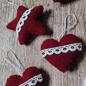 Bordó karácsonyfadísz szett, Karácsony, Karácsonyi lakásdekoráció, Karácsonyfadíszek, Varrás, MESKA