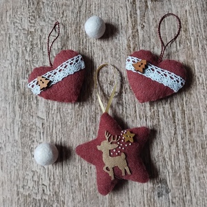 Aranyszarvas karácsonyfadísz szett, Karácsony, Karácsonyi lakásdekoráció, Karácsonyfadíszek, Varrás, MESKA