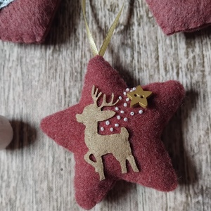 Aranyszarvas karácsonyfadísz szett - karácsony - karácsonyi lakásdekoráció - karácsonyfadíszek - Meska.hu