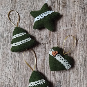 Fenyőerdő karácsonyfadísz szett, Karácsony, Karácsonyi lakásdekoráció, Karácsonyfadíszek, Varrás, MESKA