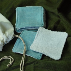 5 db arctisztító párna mosózsákkal, kék színben, hulladékmentes, zero waste - szépségápolás - arcápolás - arctisztító korong - Meska.hu