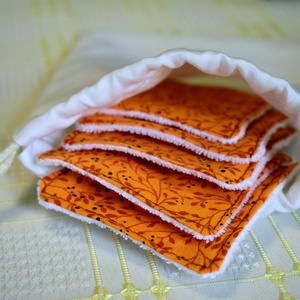 5 db narancssárga mintás arctisztító párna  - szépségápolás - arcápolás - arctisztító korong - Meska.hu