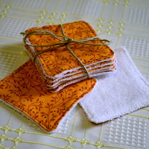 5 db narancssárga mintás arctisztító párna  - szépségápolás - arcápolás - arctisztító korong - Meska.hu