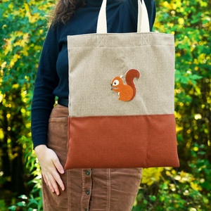 Mókusos vászontáska, bevásárló táska, szatyor - táska & tok - bevásárlás & shopper táska - shopper, textiltáska, szatyor - Meska.hu