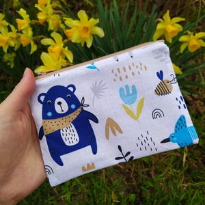 Sötétkék medvés mini neszesszer, állatos neszesszer - Meska.hu