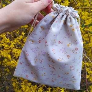 Virágos bélelt szütyő, zsák - táska & tok - bevásárlás & shopper táska - zöldség/gyümölcs zsák - Meska.hu