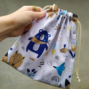 Erdei állatos bélelt szütyő, zsák - Meska.hu