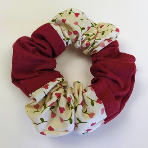 Újrahasznosított patchwork hajgumi, bordó és vigáos, normál méret - Meska.hu