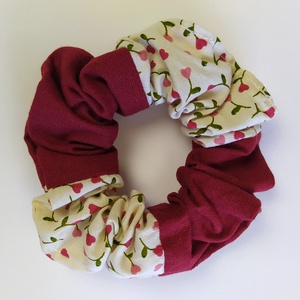Újrahasznosított patchwork hajgumi, bordó és vigáos, normál méret - ruha & divat - hajdísz & hajcsat - hajgumi - Meska.hu