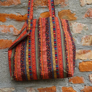 Piros mintás vászontáska / bevásárlótáska / szatyor / pamut válltáska / pakolós táska - Meska.hu