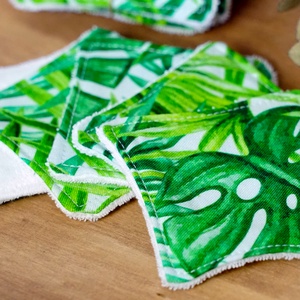 Trópusi levelek arctisztító párna szett / 5 db / mosható arctisztító korong / hulladékmentes textil sminklemosó korong - szépségápolás - arcápolás - arctisztító korong - Meska.hu