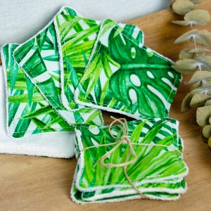 Trópusi levelek arctisztító párna szett / 5 db / mosható arctisztító korong / hulladékmentes textil sminklemosó korong - szépségápolás - arcápolás - arctisztító korong - Meska.hu
