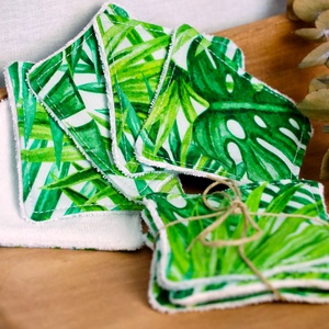 Trópusi levelek arctisztító párna szett / 5 db / mosható arctisztító korong / hulladékmentes textil sminklemosó korong - Meska.hu