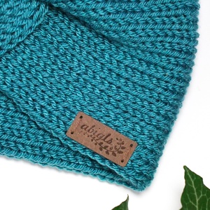 Kék kötött fülpánt / csavart fülmelegítő / fülvédő - ruha & divat - sál, sapka, kendő - fejpánt - Meska.hu