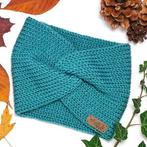 Kék kötött fülpánt / csavart fülmelegítő / fülvédő - Meska.hu