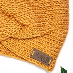 Mustárszínű kötött fülpánt / csavart fülmelegítő / fülvédő - ruha & divat - sál, sapka, kendő - fejpánt - Meska.hu