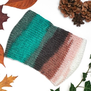 Türkiz-barna kötött fülpánt / csavart fülmelegítő / fülvédő - ruha & divat - sál, sapka, kendő - fejpánt - Meska.hu