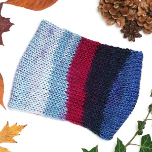 Kék-bordó kötött fülpánt / csavart fülmelegítő / fülvédő - ruha & divat - sál, sapka, kendő - fejpánt - Meska.hu