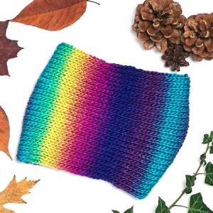 Szivárványszínű kötött fülpánt / csavart fülmelegítő / fülvédő - ruha & divat - sál, sapka, kendő - fejpánt - Meska.hu