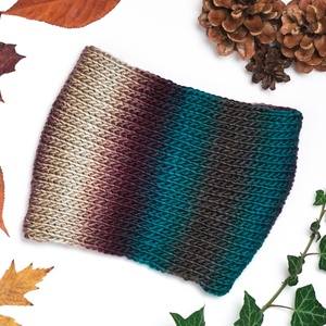 Csokibarna-türkiz színátmenetes kötött fülpánt / csavart fülmelegítő / fülvédő - ruha & divat - sál, sapka, kendő - fejpánt - Meska.hu