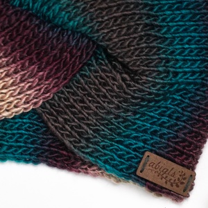 Csokibarna-türkiz színátmenetes kötött fülpánt / csavart fülmelegítő / fülvédő - ruha & divat - sál, sapka, kendő - fejpánt - Meska.hu