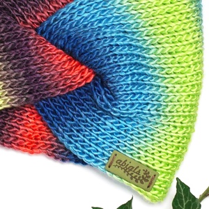 Neon színátmenetes kötött fülpánt / csavart fülmelegítő / fülvédő - ruha & divat - sál, sapka, kendő - fejpánt - Meska.hu