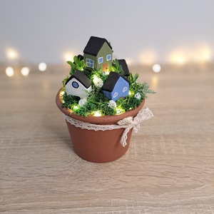 Fehér virágos világító cserépfalu (S) - otthon & életmód - dekoráció - virágdísz és tartó - cserép & kaspó - Meska.hu