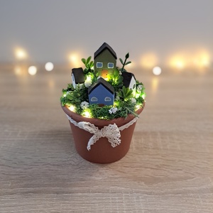 Fehér virágos világító cserépfalu (S) - otthon & életmód - dekoráció - virágdísz és tartó - cserép & kaspó - Meska.hu