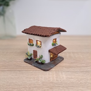 Mediterrán házikó hangulatvilágítás, Otthon & Életmód, Gyertya, illat, aroma, Mécses és mécsestartó, Gyurma, Festett tárgyak, MESKA