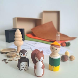 Erdei mesevilág - mesélő fabábu készlet (Pocket Story) - kézzel festett fafigurák gyerekeknek 3 készletben - Meska.hu