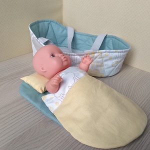 Mózeskosár 20-25 cm-s játékbabáknak, mackóknak - játék & sport - baba & babaház - játékbaba, babakellék - Meska.hu