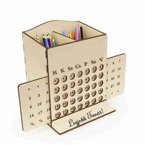 Ballagási ajándék tanároknak � feliratozott fa tolltartó öröknaptár | Pedagógus ajándék - Meska.hu