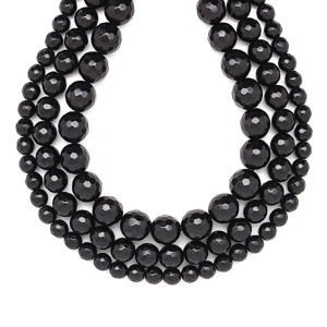 Obszidián fazettált golyó 8mm � ékszerkészítő alapanyag (füzér), Kellékek & szerszámok, Ásvány alapanyag, Ásványfüzér, , MESKA