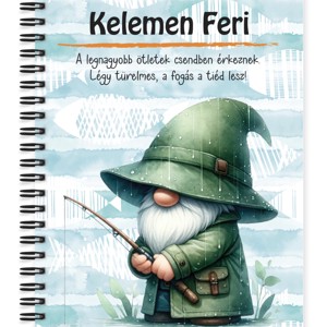 Személyre szabható - Horgász manó esőben mintás A5-ös füzet, Otthon & Életmód, Papír, írószer, Jegyzetfüzet & Napló, , MESKA