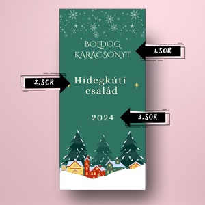 Karácsonyi üveg címke rajzolt várossal -  - Meska.hu