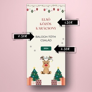 Karácsonyi üveg címke szarvasos -  - Meska.hu