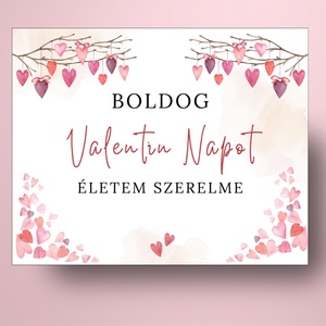 Valentin napi üveg címke - festett szívekkel a faágakon - élelmiszer - alkoholos italok - Meska.hu
