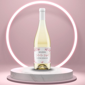 Valentin napi üveg címke - festett szívekkel a faágakon, Élelmiszer, Alkoholos italok, , MESKA