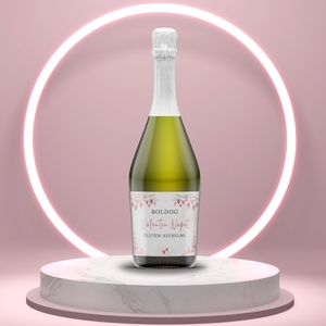 Valentin napi üveg címke - festett szívekkel a faágakon - élelmiszer - alkoholos italok - Meska.hu