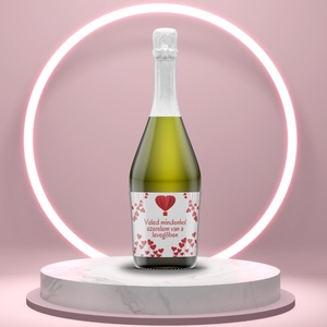 Valentin napi üveg címke - piros hőlégballonnal és szívekkel - élelmiszer - alkoholos italok - Meska.hu