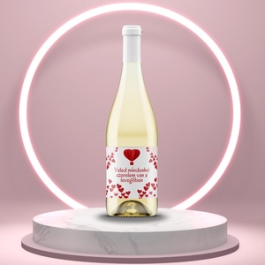 Valentin napi üveg címke - piros hőlégballonnal és szívekkel - Meska.hu