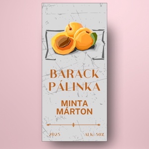 Barack pálinka - öntapadós üveg címke - geometrikus barackokkal - élelmiszer - alkoholos italok - Meska.hu