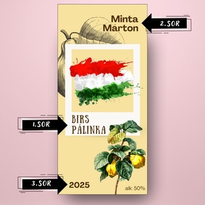 Birs pálinka - öntapadós üveg címke - rajzolt birssel és magyar zászlóval - élelmiszer - alkoholos italok - Meska.hu