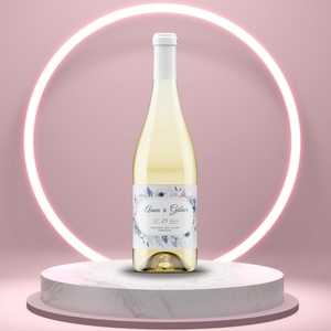 Esküvői öntapadós üveg címke - elegáns kék és rózsaszín virágokkal, Esküvő, Emlék & Ajándék, Köszönőajándék, , MESKA
